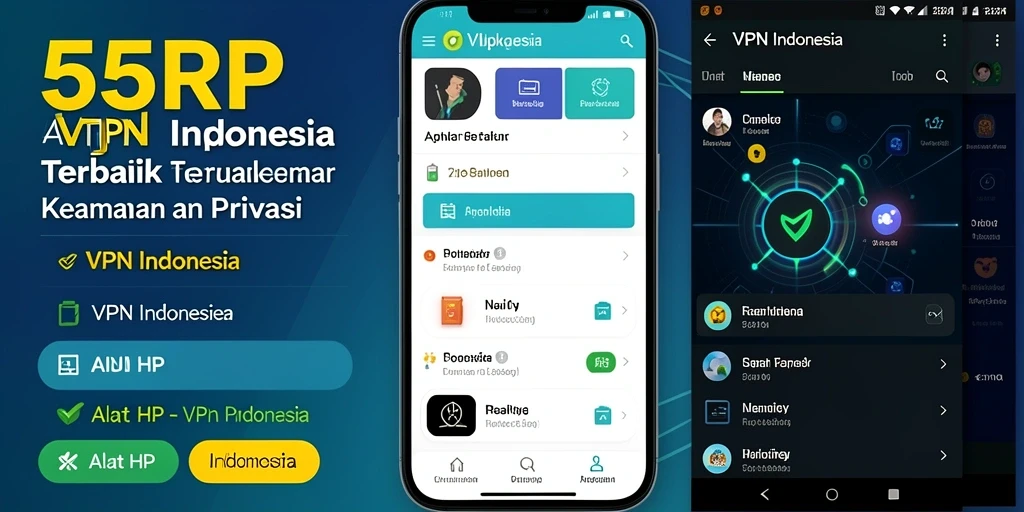 Tampilan antarmuka pengguna aplikasi VPN Indonesia 55RP yang sederhana dan efisien.