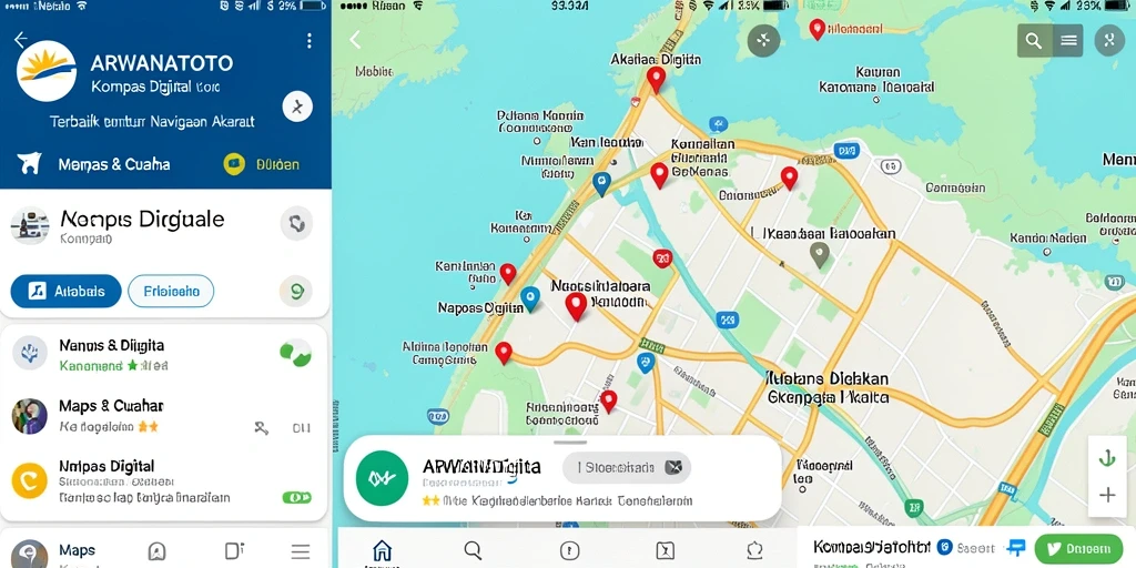 Antarmuka ARWANATOTO dengan fungsi kompas digital yang intuitif.