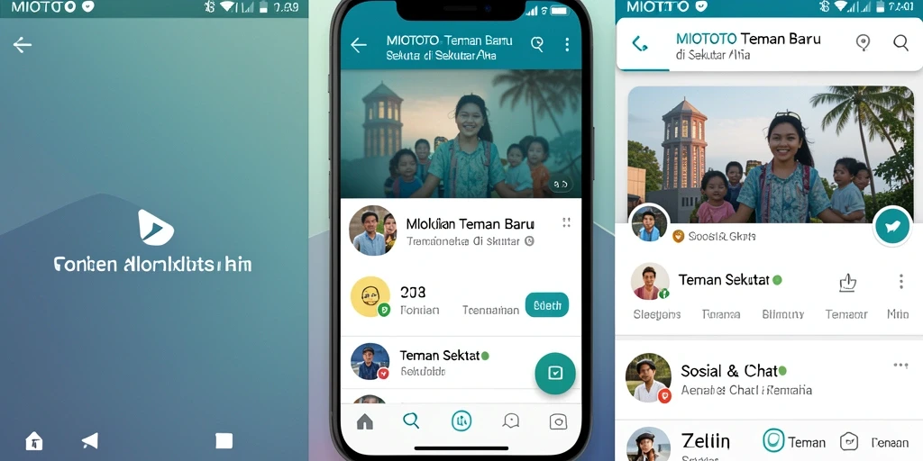 Antarmuka MIOTOTO untuk mencari teman baru di sekitar.