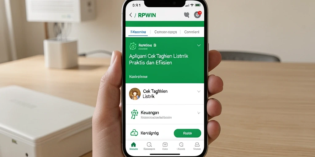 Tampilan antarmuka aplikasi RPWIN dengan fungsi Cek Tagihan Listrik.